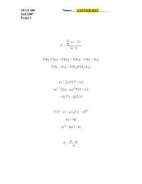 Variable - Applications of Statistics - Exam Key