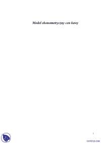 Model ekonometryczny cen kawy - notatki - Ekonometria - część 1