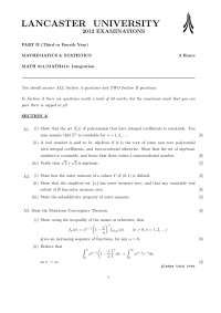 Math Exam: Integration and Measurable Functions (Lancaster University, 2012)