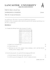 Cayley Table - Groups and Symmetry - Exam