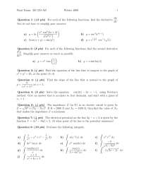 Slope - Mathematical Model - Exam - Docsity