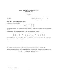 Reduced Row Echelon - Linear Algebra - Quiz Solution - Docsity