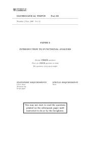 Introduction to Functional Analysis & Banach Algebras in Math Tripos Part III Paper 6