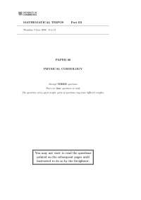Mathematical Tripos Part III - Paper 66: Physical Cosmology