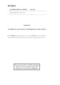 Numerical Solution of Differential Equations - Math Tripos - Past Exam Paper