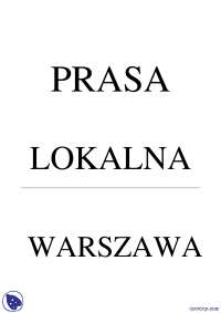 Prasa lokalna - Notatki - Polski System Medialny - Część 1