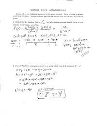 Solved Quiz 9 for Analytical Geometry and Calculus I | MATH 113 - Docsity