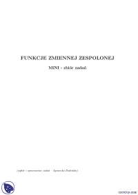 Funkcje zmiennej zespolonej - Notatki - Matematyka - Część 1