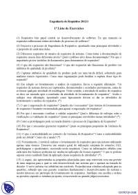 Lista de Exercícios - Exercícios - Engenharia de Requisitos
