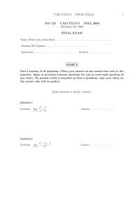 Inflection Points - Calculus I - Exam - Docsity
