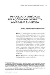PSICOLOGIA JURÍDICA Relações com o Direito, a Moral e a justiça