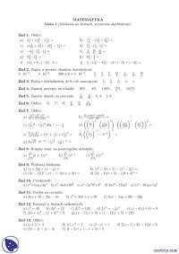 Działania na liczbach, wyrażenia algebraiczne - Ćwiczenia - Wstęp do matematyki