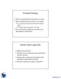 External Sorting - Advanced Data Structures - Lecture Slides - Docsity
