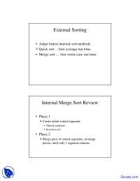 Internal Merge Sort Review - Advanced Data Structures - Lecture Slides ...