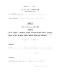 Generated by Vectors - Calculus II - Exam - Docsity
