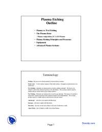 Plasma Etching - Thin Film Materials Processing - Lecture Slides