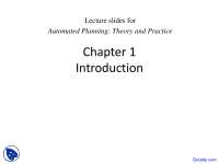 Theory and Practice - Automated Planning - Lecture Slides