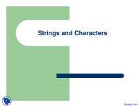 Strings and Characters - C Sharp - Lecture Slides - Docsity