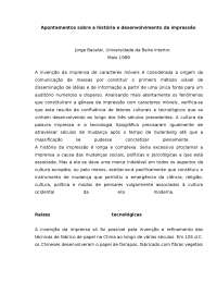 Historia e desenvolvimento da impressao