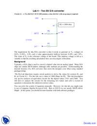 Two-Bit D/A Converter Lab: Designing a Two-Bit Digital-to-Analog Converter
