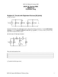 EECS 40, Midterm 2, Spring 2000: Circuits, Transients, Op-Amps, Semiconductors