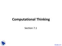 Computational Thinking - Computer Literacy - Lecture Slides - Docsity