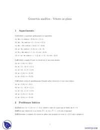 Vetores no plano - Exercícios - Geometria analítica