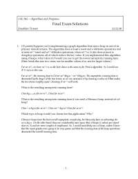 graph algorithm - Advanced Data Structures and Algorithms - Solved Exam