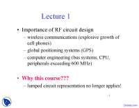 Importance - RF and Microwave Engineering - Lecture Slides - Docsity