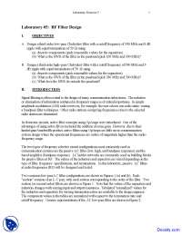 Filter Design One - RF and Microwave Engineering - Lab Notes - Docsity