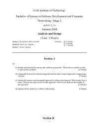 Software Projects - Analysis and Design - Past Exam
