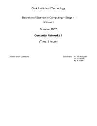 Data-Link - Computer Networks - Old Exam Paper - Docsity