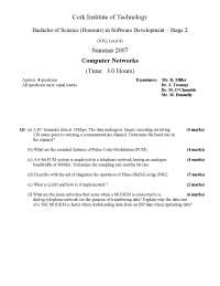 Pulse-Code-Modulation - Computer Networks - Old Exam Paper - Docsity