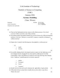 Agility - Systems Modelling - Old Exam - Docsity