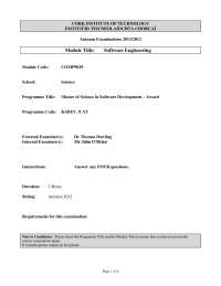 Official Statement - Software Engineering - Exam Paper - Docsity