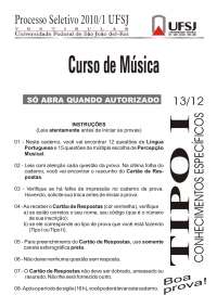 Vestibular de Musica tipo 1 - 2010 - UFSJ