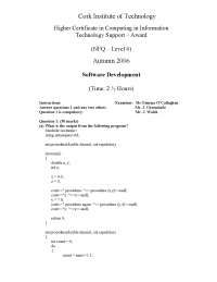 Statistical Analysis - Software Development - Old Exam | Exams Software ...