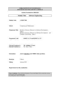 Process Framework - Software Engineering - Exam Paper - Docsity