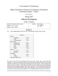 Starter - Software Development - Old Exam - Docsity