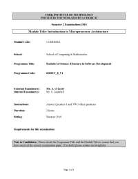 Execute Cycle - Introduction to Microprocessor Architecture - Exam ...