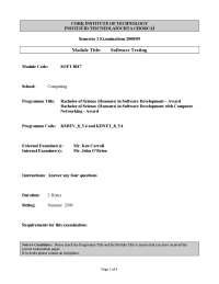 Software Bug Reproduction - Software Testingt - Old Exam - Docsity
