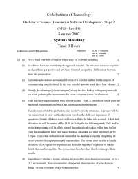 Complex System - Systems Modelling - Old Exam