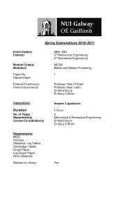 Spring 2010/2011 Exams: Mech & Biomed Eng Questions & Instructions