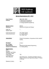 Bending Moment - Mechanical Analysis and Design - Old Exam Paper