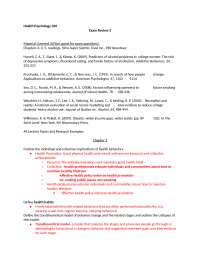 Exam 2 Study Guide - Health Psychology | PSY 320