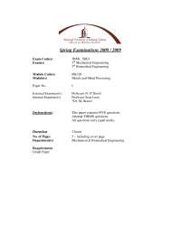 Spring Examinations 2008/2009: Mechanical and Biomedical Engineering Exam Questions