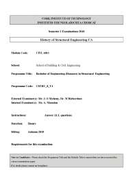 Semester 2 Examinations 2010 - History of Structural Engineering CA: CIVL 6011