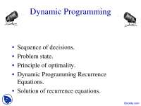 Dynamic Programming - Algorithms and Applications in Java - Lecture ...