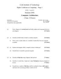Motherboard - Computer Architecture - Past Exam - Docsity