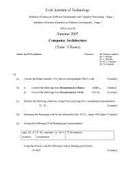 Hamming Code - Computer Architecture - Past Exam | Exams Computer ...